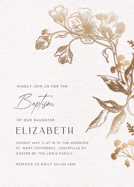 Golden Orchid - Baptism & Christening Invitation Template | Greetings ...