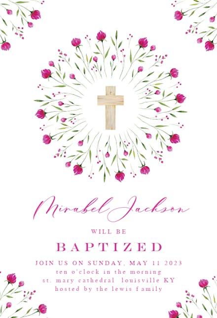 Floral circle - Invitaciones De Bautizo