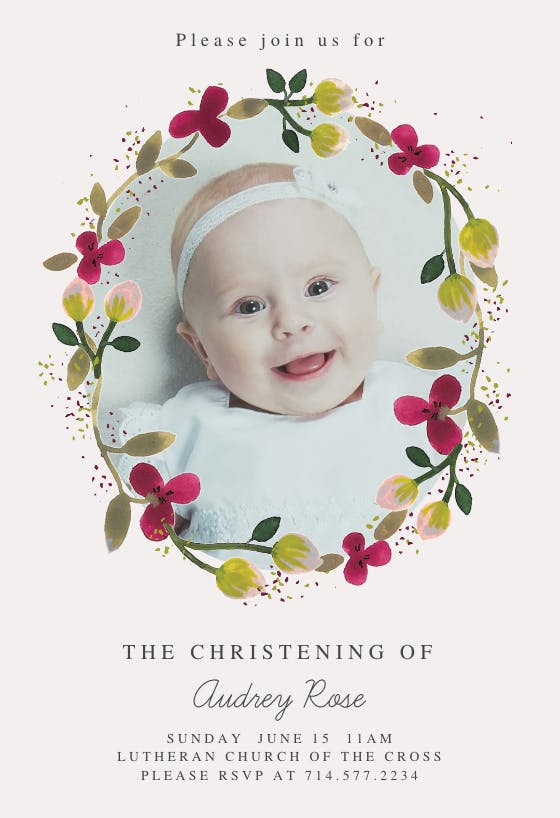 Floral happiness - baptism & christening invitation