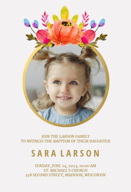 Floral - Baptism & Christening Invitation