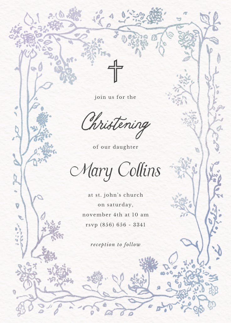 Floreciendo - baptism & christening invitation