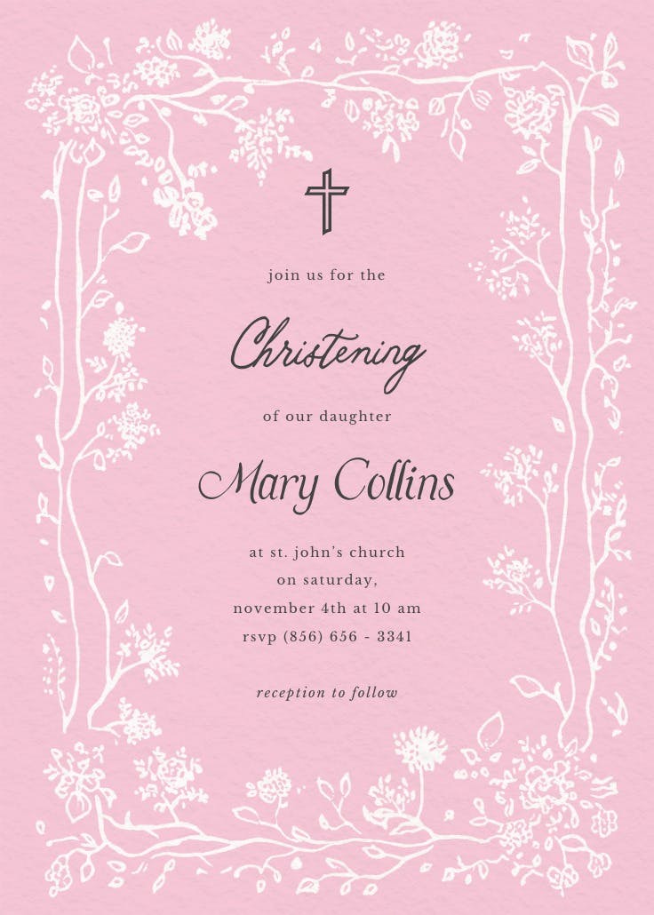 Floreciendo - baptism & christening invitation