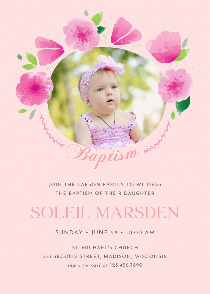 Floral - Baptism & Christening Invitation Template (Free) | Greetings ...