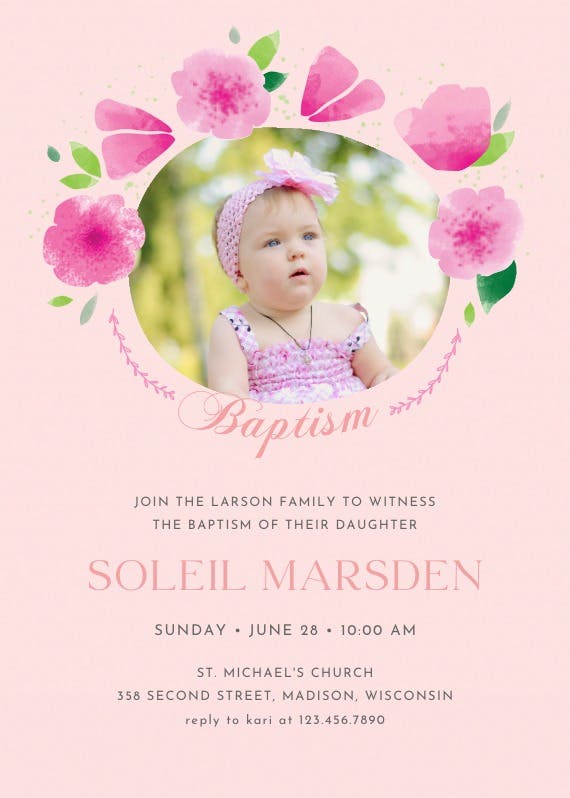 Flower girl - baptism & christening invitation