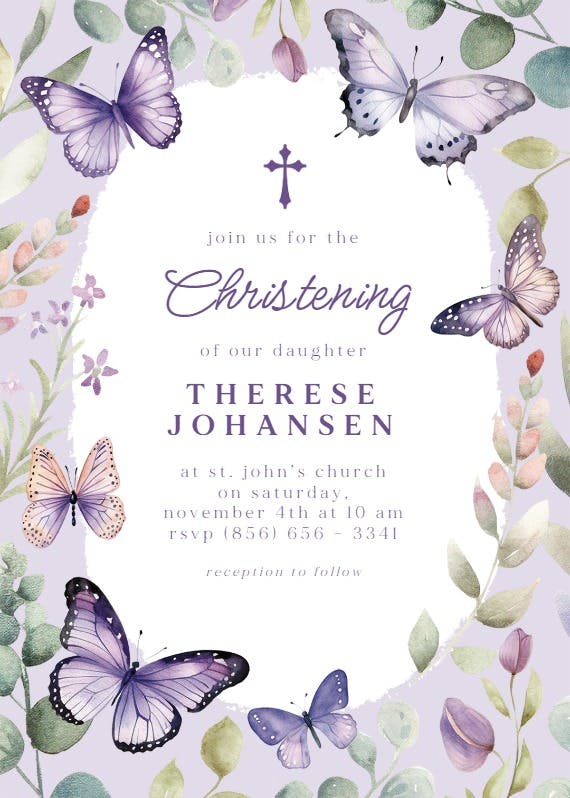 Flutter by - baptism & christening invitation