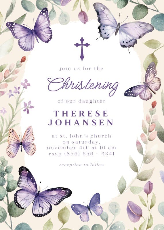 Flutter by - baptism & christening invitation