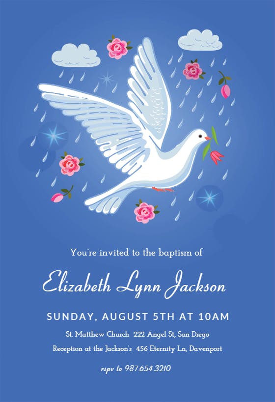 Flying dove - baptism & christening invitation