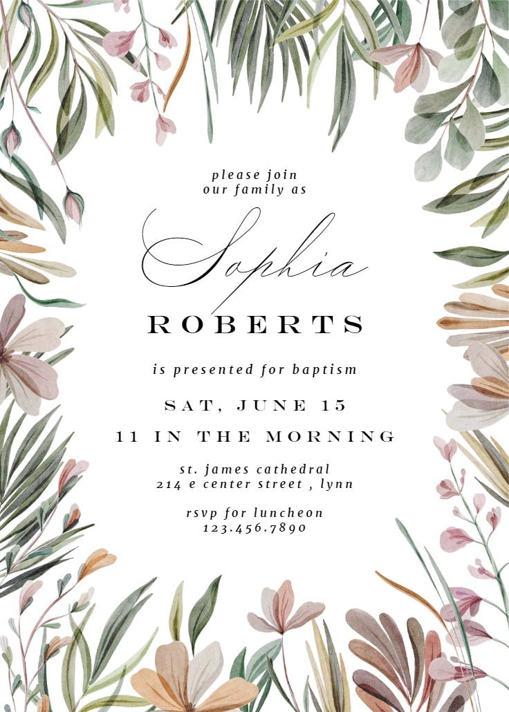 Garden frame - baptism & christening invitation