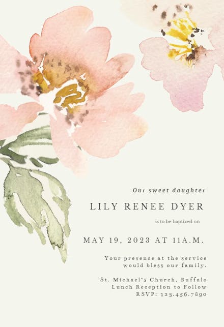 Garden roses - Baptism & Christening Invitation