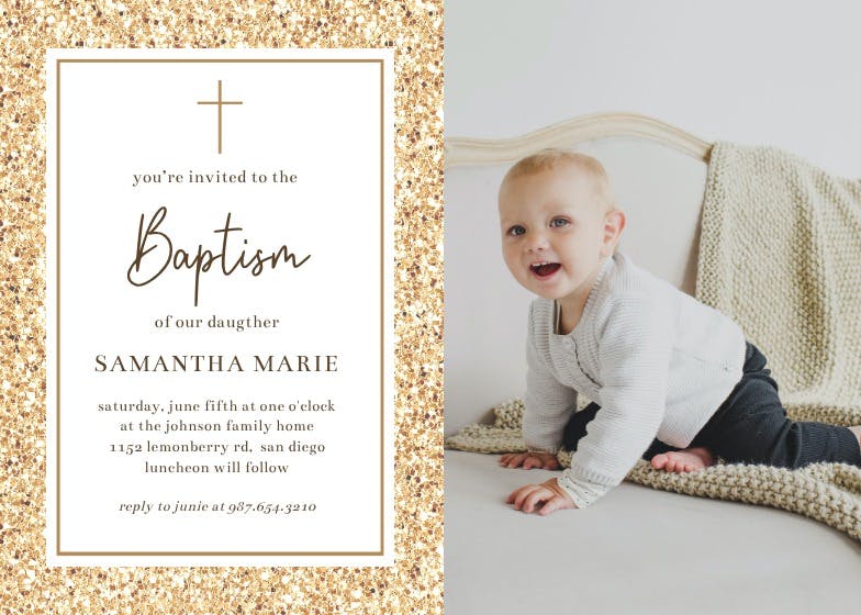 Glitter abstract - baptism & christening invitation