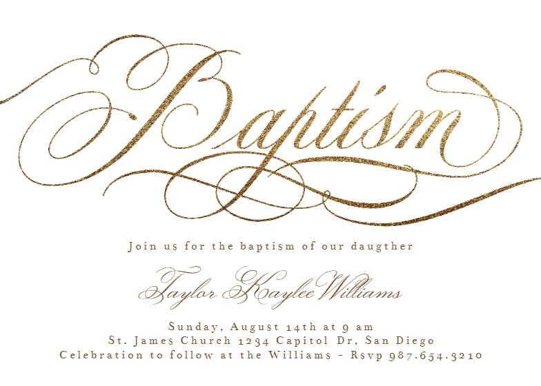 Golden baptism -  invitaciones de bautizo
