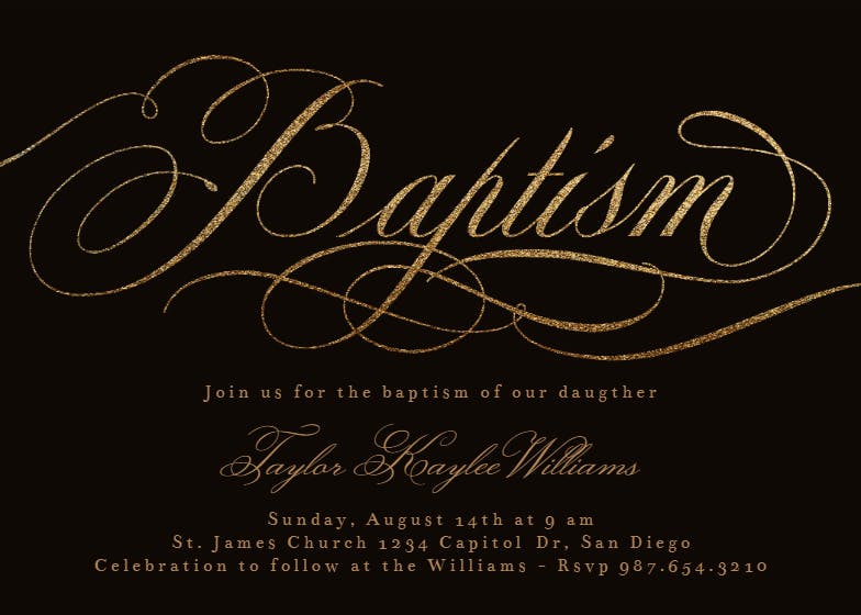 Golden baptism - baptism & christening invitation