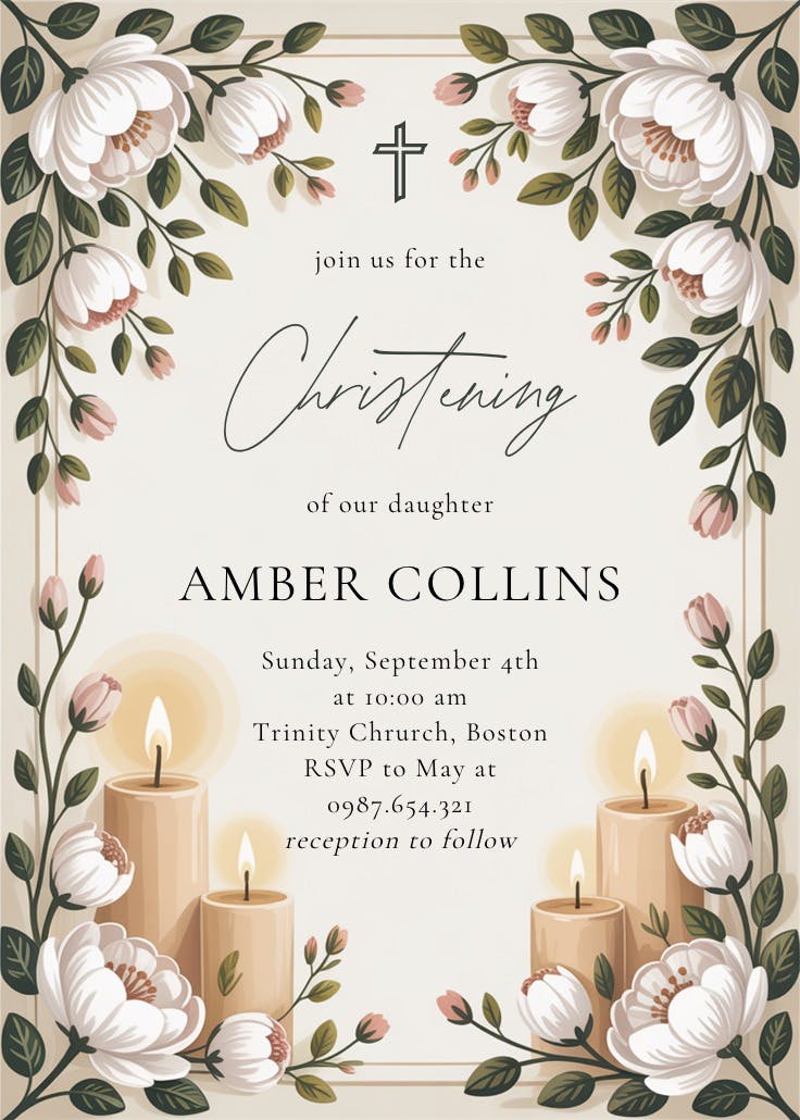 Grace abounds - invitación de bautizo