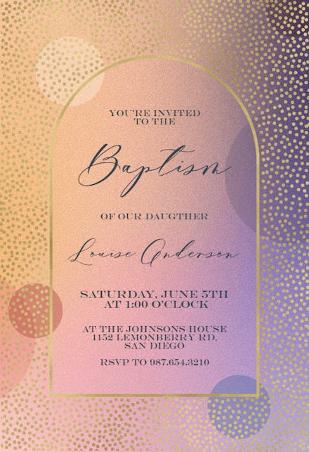 Gradient Arched Window - Baptism & Christening Invitation