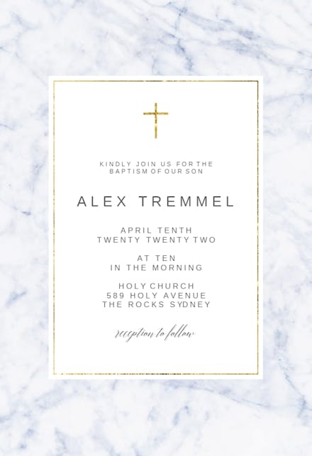 Gray marble - Baptism & Christening Invitation