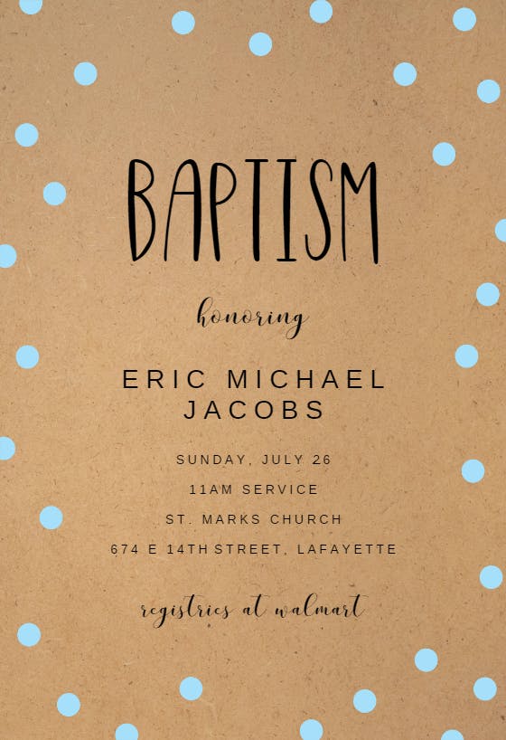 Kraft and dots - baptism & christening invitation