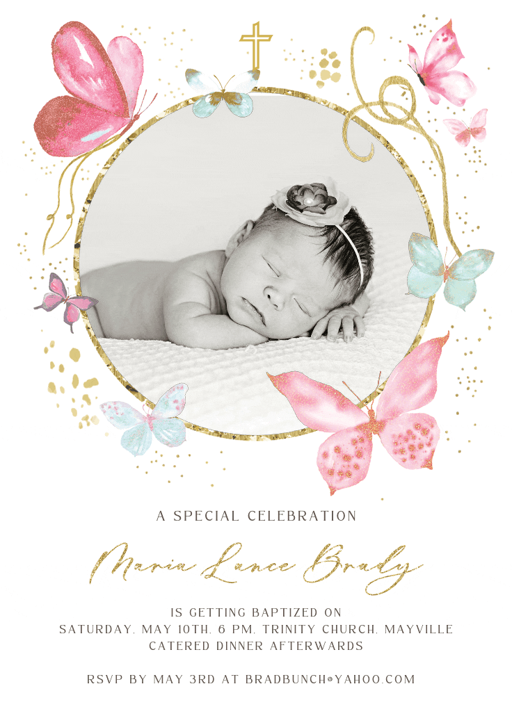 Magical butterflies - invitación de bautizo