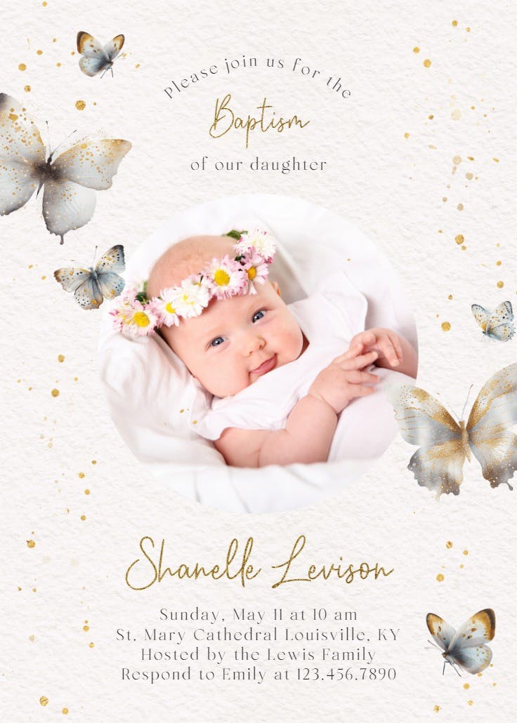 Mariposas - baptism & christening invitation