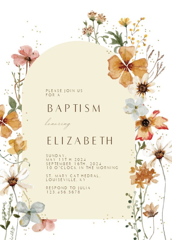 Meadow arch - baptism & christening invitation