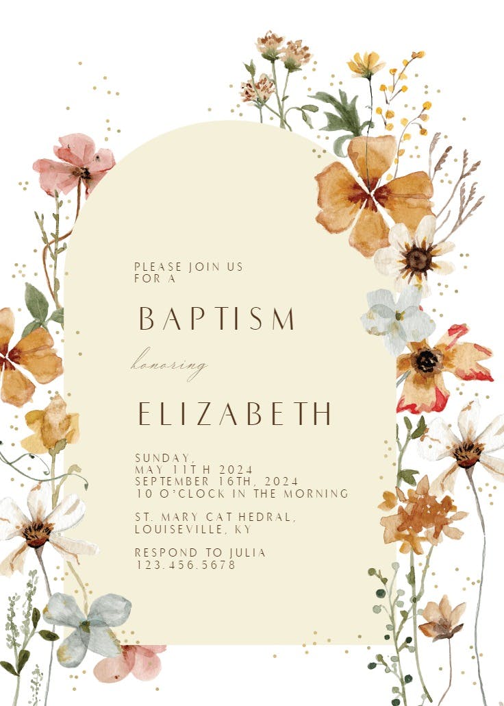 Meadow arch - baptism & christening invitation