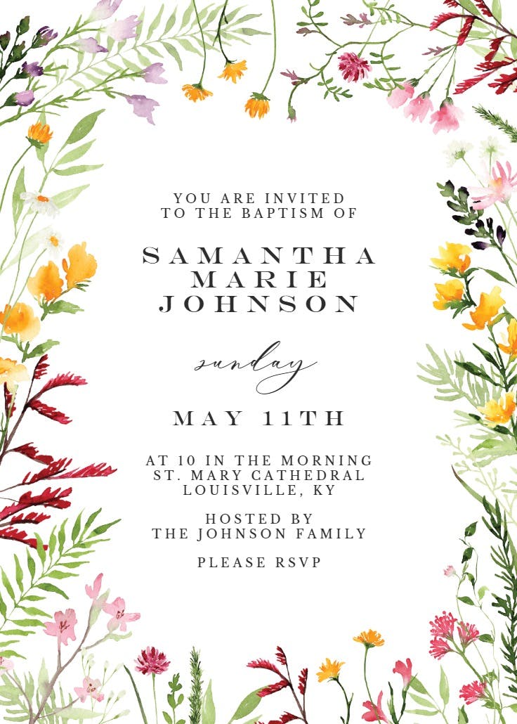 Meadow flowers - baptism & christening invitation