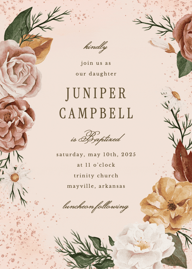 Nocturnal flowers - baptism & christening invitation