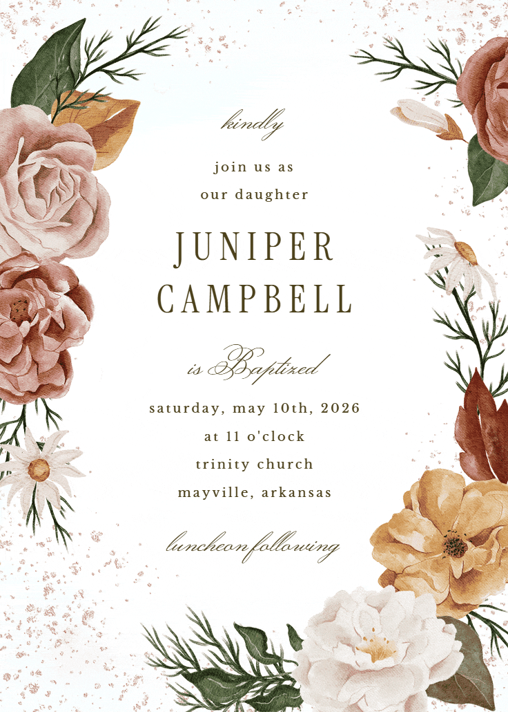 Nocturnal flowers - baptism & christening invitation