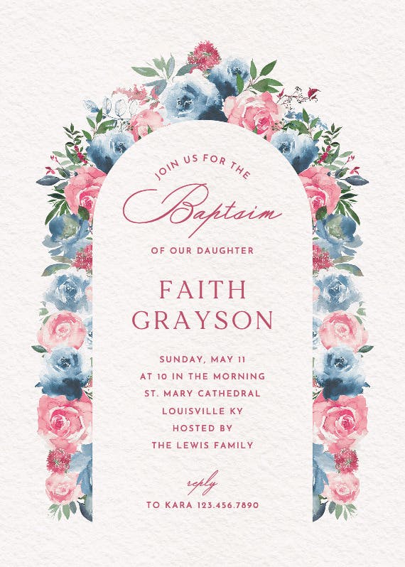 Painted petals - invitación para bautizo