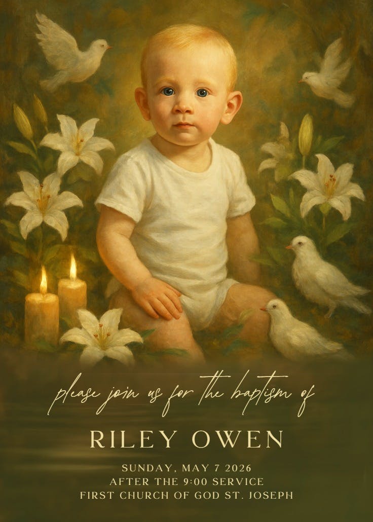 Pure & precious - invitación de bautizo