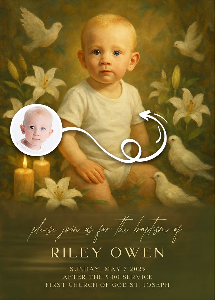 Pure & precious - baptism & christening invitation