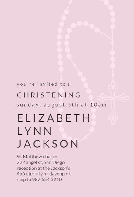 Rosary Beads - Baptism & Christening Invitation