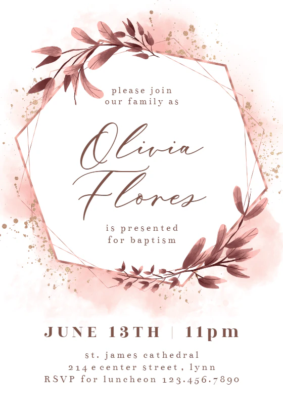 Cream And Indigo Watercolor - Baptism & Christening Invitation Template ...