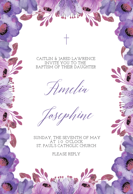 Scarlet - Baptism & Christening Invitation Template (Free) | Greetings ...