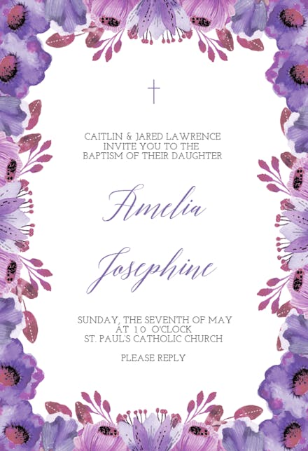 Scarlet - Baptism & Christening Invitation Template (Free) | Greetings ...