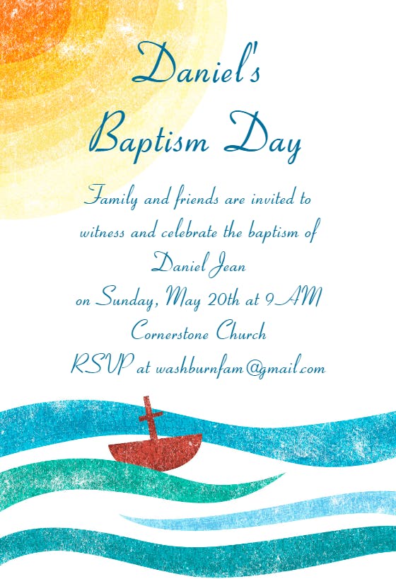 Sea of happiness -  invitación para bautizo