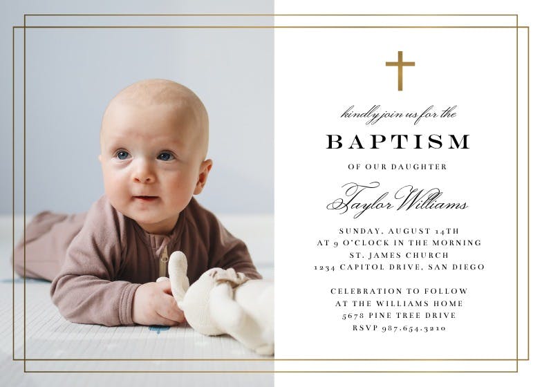 Simple baptism photo - baptism & christening invitation