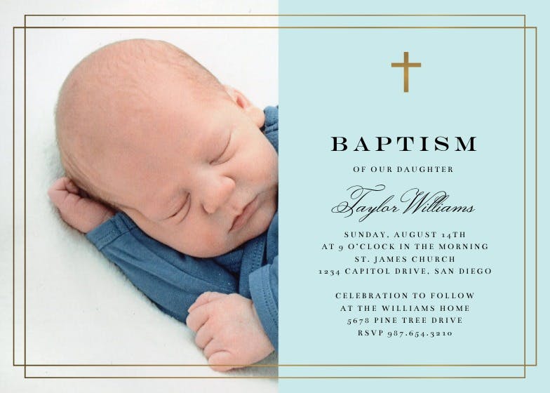 Simple baptism photo - baptism & christening invitation