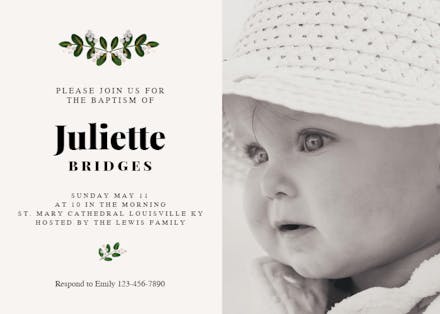Soft Botanical - Baptism & Christening Invitation