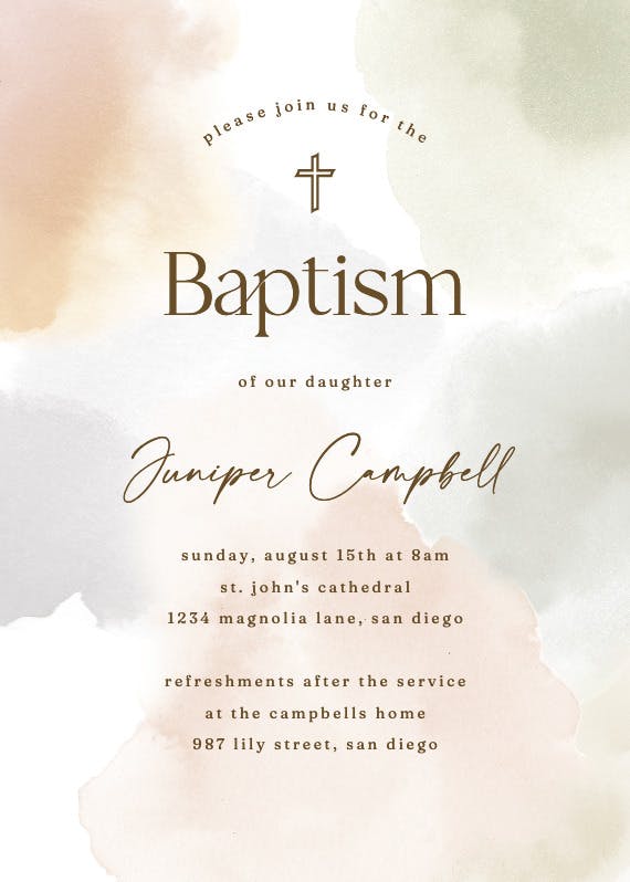Soft colors - baptism & christening invitation