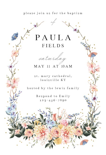 Spring Dusty Frame - Baptism & Christening Invitation