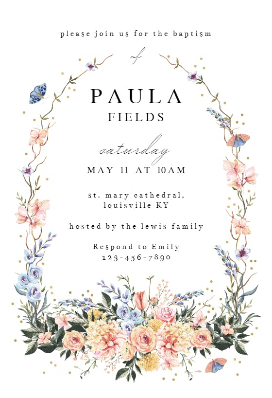Spring dusty frame - printable party invitation