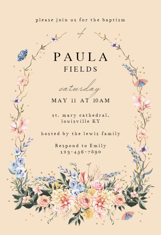 Spring dusty frame - printable party invitation