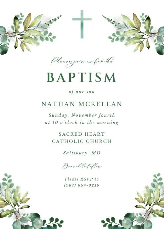 Spruting faith - baptism & christening invitation
