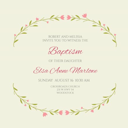 Stylized Stems - Baptism & Christening Invitation