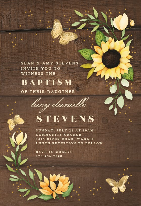 Sunflower corner - invitación de bautizo