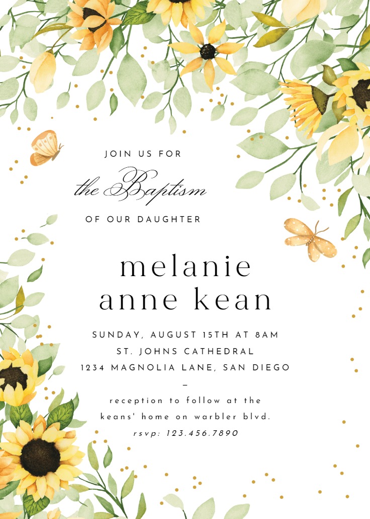 Fluttering garden - First Holy Communion Invitation Template ...