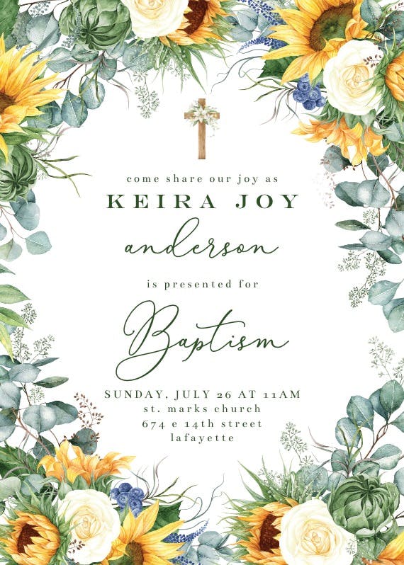 Sunflowers - printable party invitation
