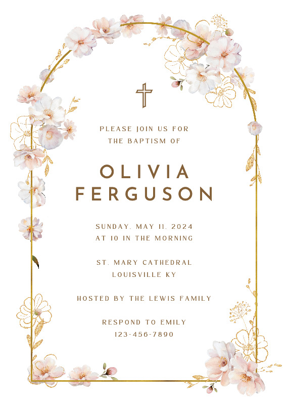 Surrounded by blooms - Baptism & Christening Invitation Template ...