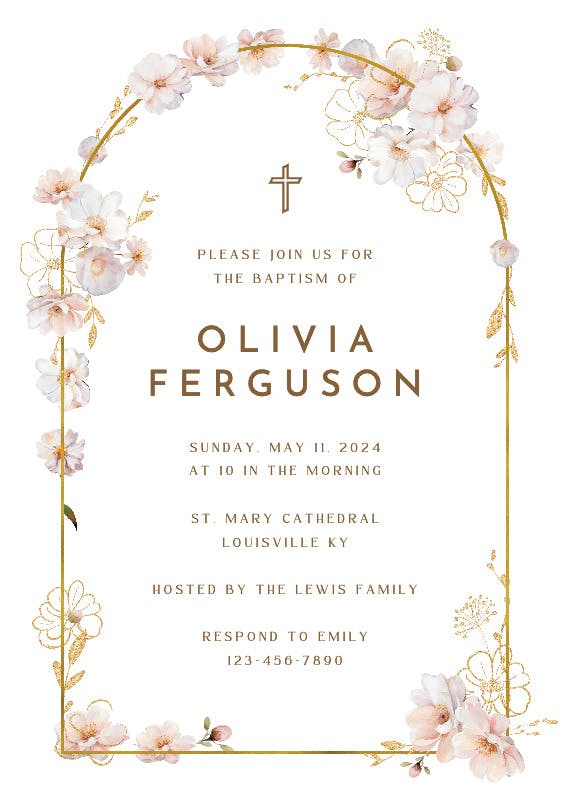 Surrounded by blooms - baptism & christening invitation