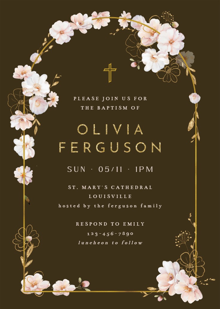 Surrounded by blooms - Baptism & Christening Invitation Template ...